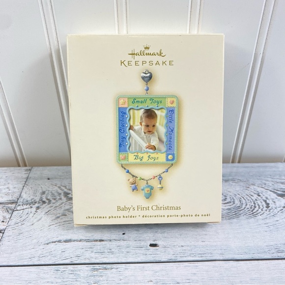 Hallmark Keepsake Baby's First Christmas Jewelry Photo Frame - Blue and Yellow - Picture 1 of 9